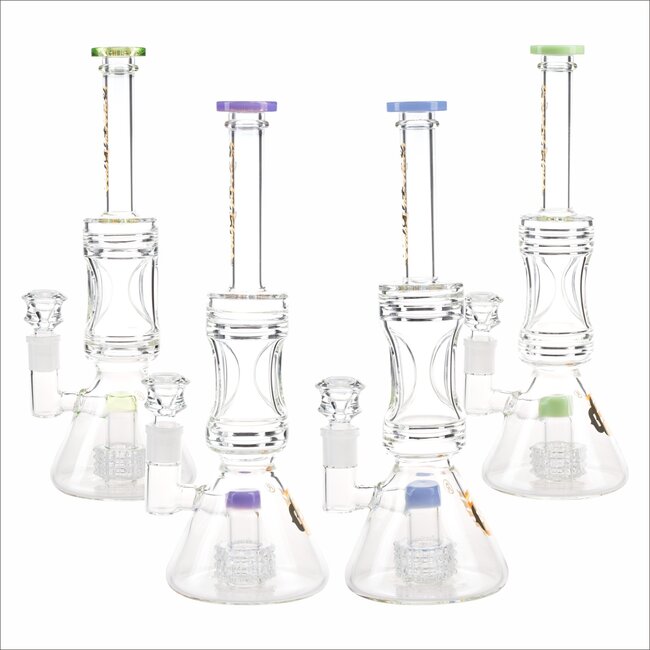 CRYSTAL GLASS 12'' 5MM BEAKER BASE WATER PIPE W/ MATRIX PERC C2117