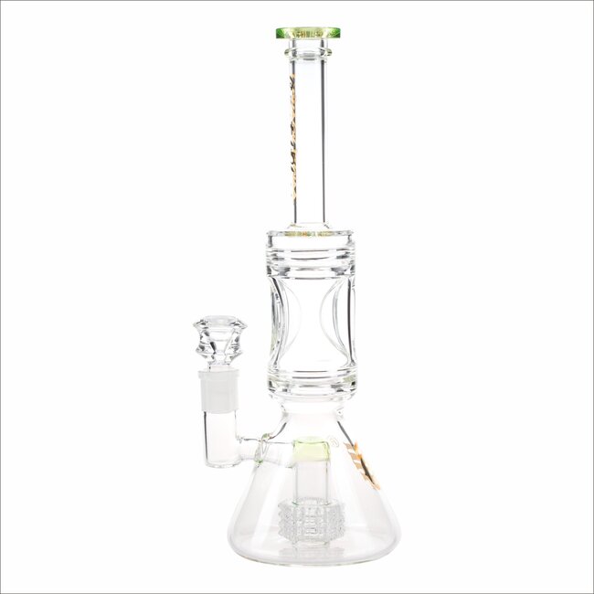 CRYSTAL GLASS 12'' 5MM BEAKER BASE WATER PIPE W/ MATRIX PERC C2117