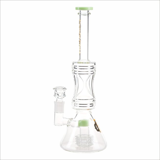 CRYSTAL GLASS 12'' 5MM BEAKER BASE WATER PIPE W/ MATRIX PERC C2117