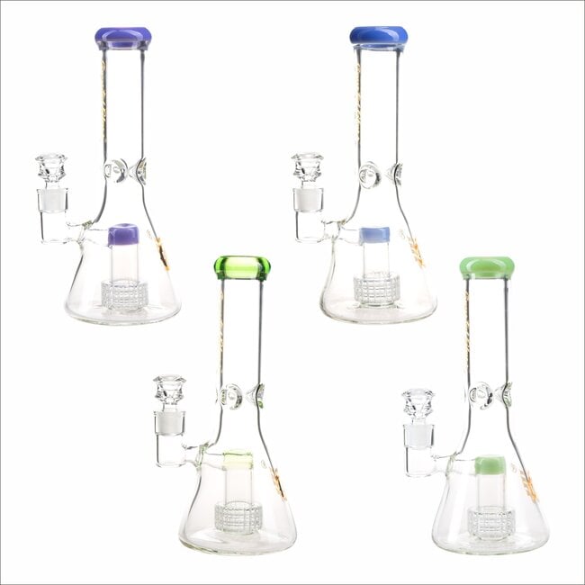 CRYSTAL GLASS 12'' 7MM W/MATRIX PERC BEAKER BONG C2083