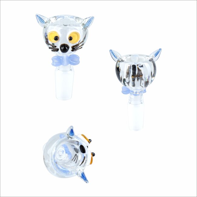 KAPOW 14MM CUTE CAT SHAPE GLASS BOWL CC462-14