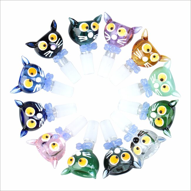 KAPOW 14MM CUTE CAT SHAPE GLASS BOWL CC462-14