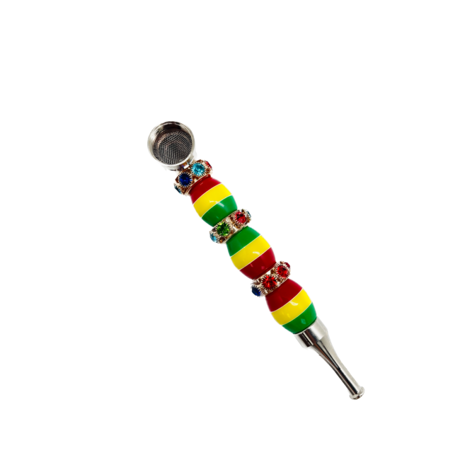 MULTI COLOUR ROUND BEAD STRAIGHT METAL PIPE-YD151