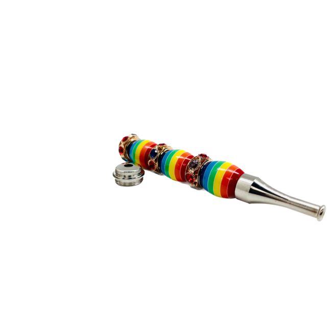 MULTI COLOUR ROUND BEAD STRAIGHT METAL PIPE-YD151