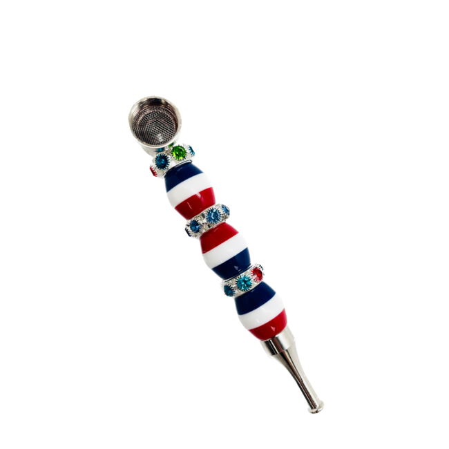 MULTI COLOUR ROUND BEAD STRAIGHT METAL PIPE-YD151