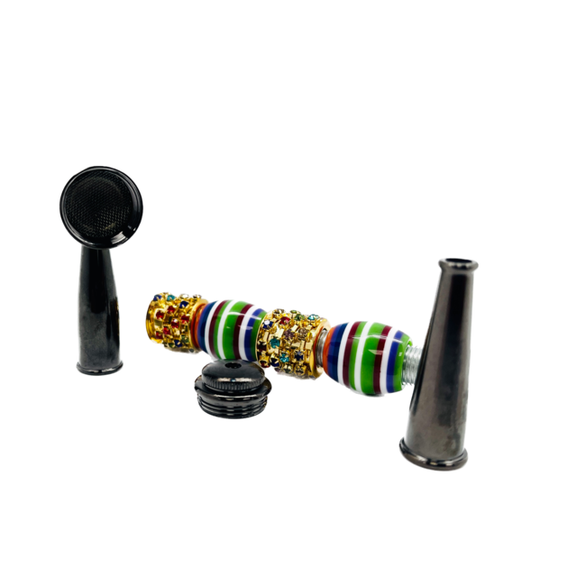 DOUBLE STONE DOUBLE BEAD METAL PIPE-YD147