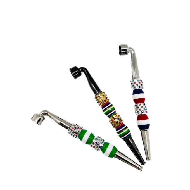 DOUBLE STONE DOUBLE BEAD METAL PIPE-YD147