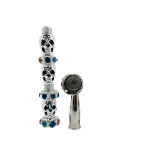 ENAMEL BEADED 3 SKULL METAL PIPE-YD073