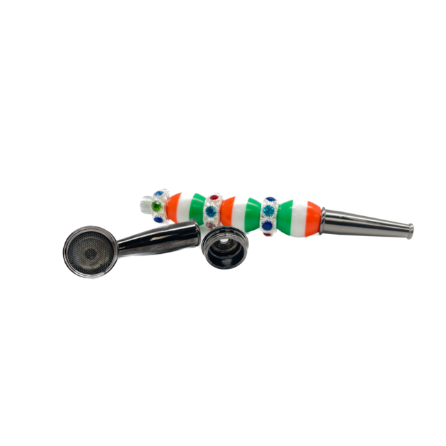 THREE RING STONE METAL PIPE-YD146