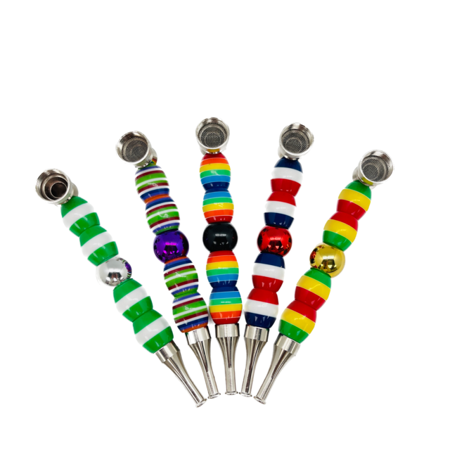 RAINBOW COLOURED BEADED METAL PIPE-YD142