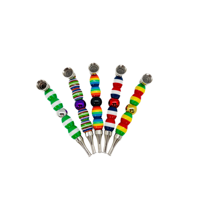 RAINBOW COLOURED BEADED METAL PIPE-YD142