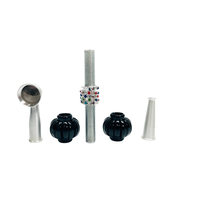 DOUBLE PUMPKIN WITH STONE LONG METAL PIPE-YD075