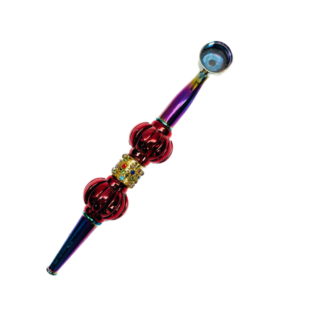 DOUBLE PUMPKIN WITH STONE LONG METAL PIPE-YD075