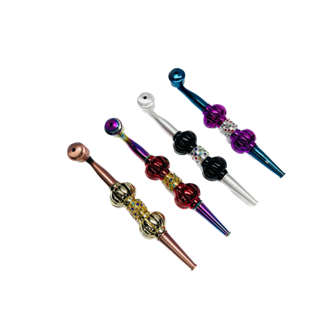 DOUBLE PUMPKIN WITH STONE LONG METAL PIPE-YD075