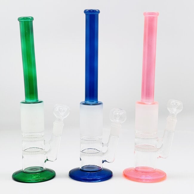 14'' STRAIGHT TUBE DOUBLE HONEYCOMB BONG