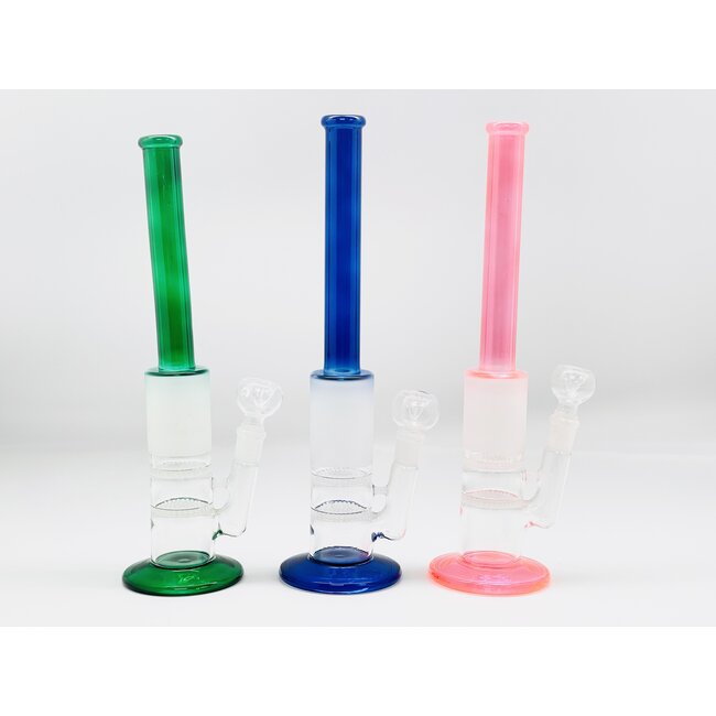 14'' STRAIGHT TUBE DOUBLE HONEYCOMB BONG
