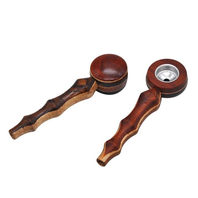 PORTABLE  WOODEN HAND PIPE WITH METAL BOWL WD-027