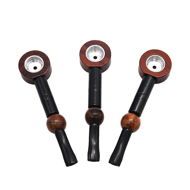 WOODEN HAND PIPE WITH METAL BOWL WD-052
