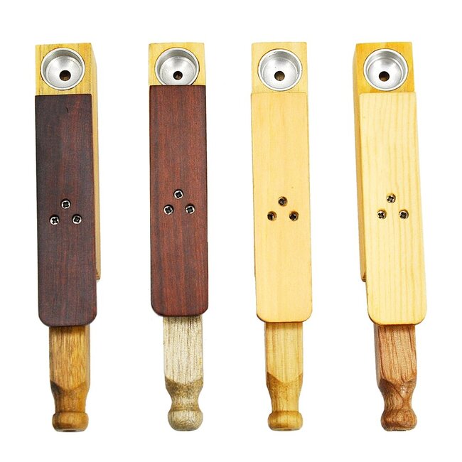 DRAGON CASTLE PUSH PULL WOODEN HAND PIPE WD-024