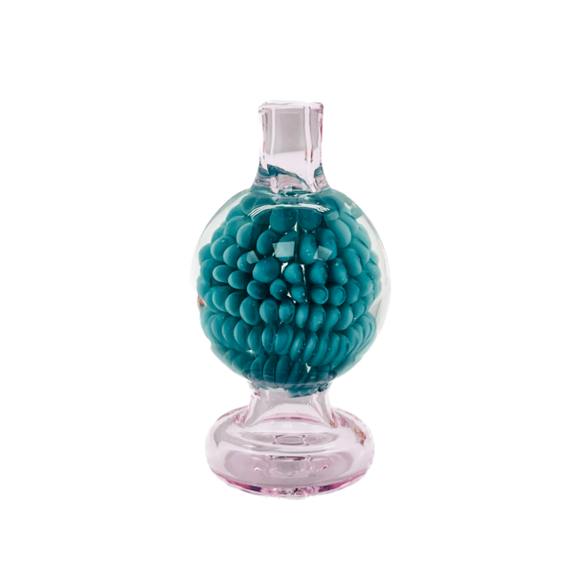 CRYSTAL GLASS BUBBLE CAP MARBLED FLOWER DESIGN CARB CAP CB-41