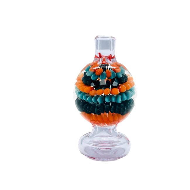 CRYSTAL GLASS BUBBLE CAP MARBLED FLOWER DESIGN CARB CAP CB-41