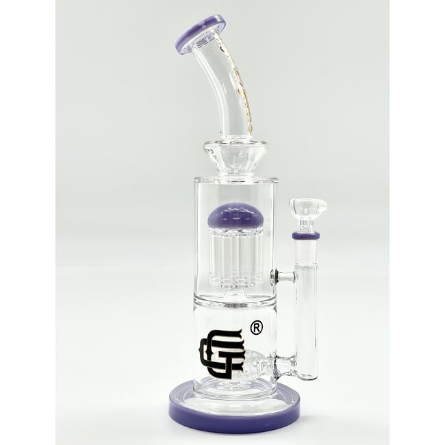 CRYSTAL GLASS 12'' BENT NECK SINGLE TREE PERC BONG C4100
