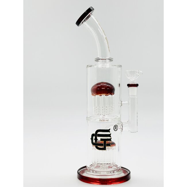 CRYSTAL GLASS 12'' BENT NECK DOUBLE TREE PERC WATER BONG C4098