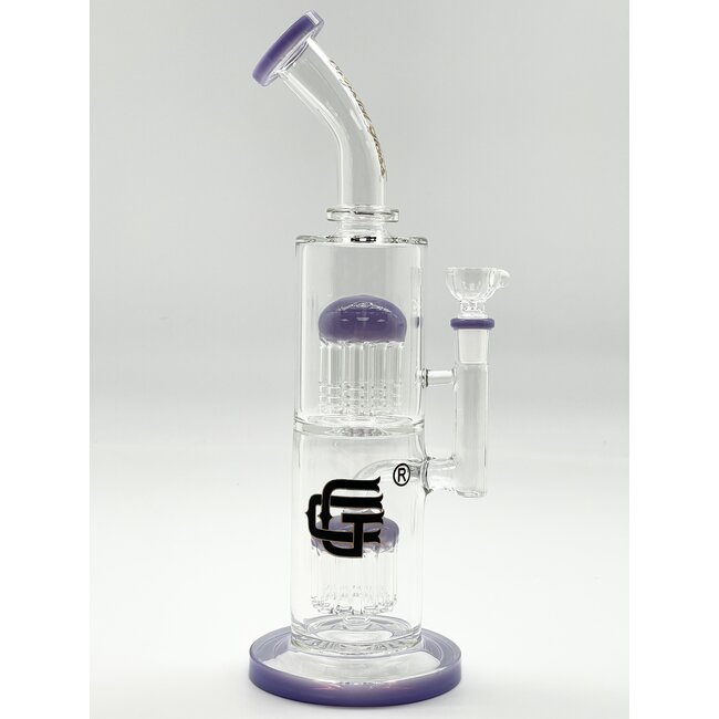 CRYSTAL GLASS 12'' BENT NECK DOUBLE TREE PERC WATER BONG C4098