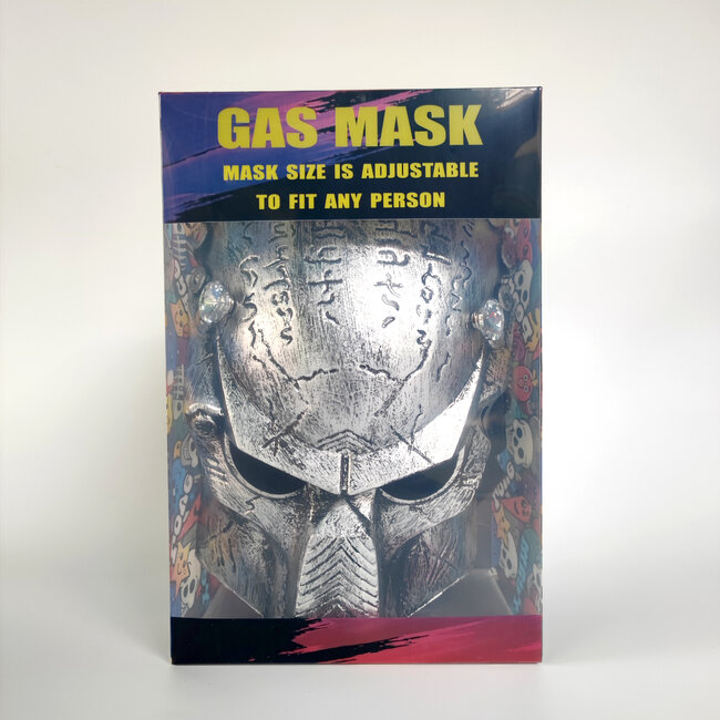 KAPOW KAPOW PREDATOR INSPIRED GAS MASK WITH SKULL ACRYLIC BONG 1-SILVER S920