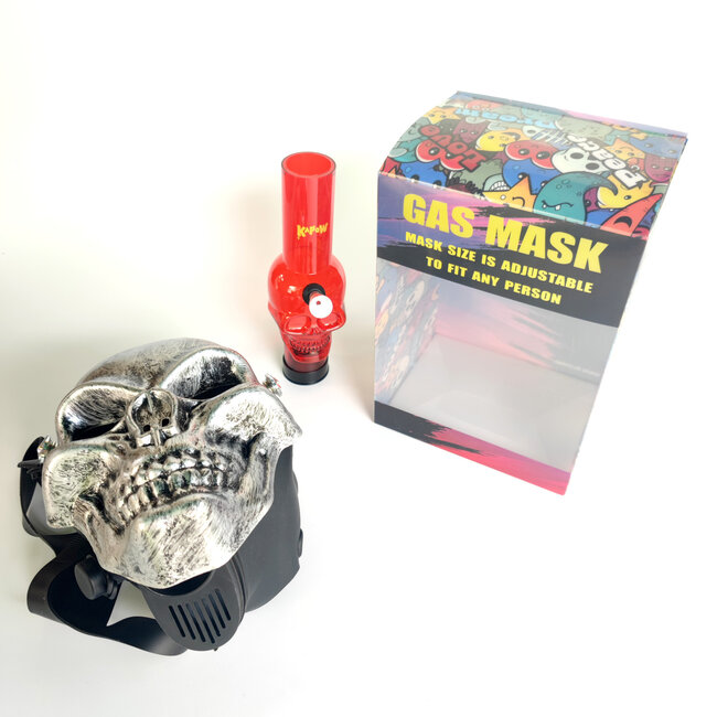 KAPOW KAPOW DOUBLE FACE GAS MASK 3-SKULL SILVER S922