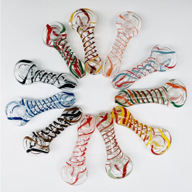 3'' CROSS LINE WORK PATTERN GLASS HAND PIPE