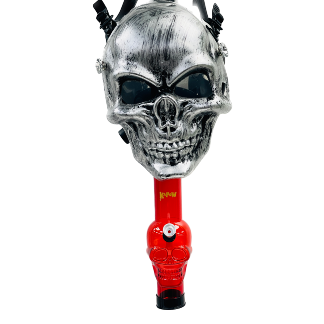 KAPOW KAPOW DOUBLE FACE GAS MASK 3-SKULL SILVER S922
