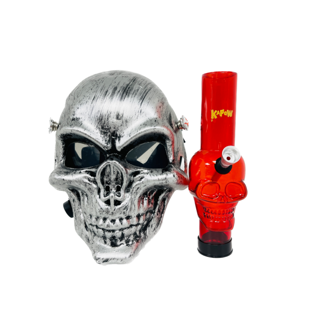 KAPOW KAPOW DOUBLE FACE GAS MASK 3-SKULL SILVER S922