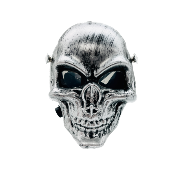 KAPOW KAPOW DOUBLE FACE GAS MASK 3-SKULL SILVER S922