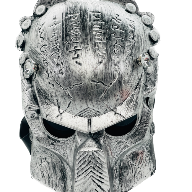 KAPOW KAPOW PREDATOR INSPIRED GAS MASK WITH SKULL ACRYLIC BONG 1-SILVER S920