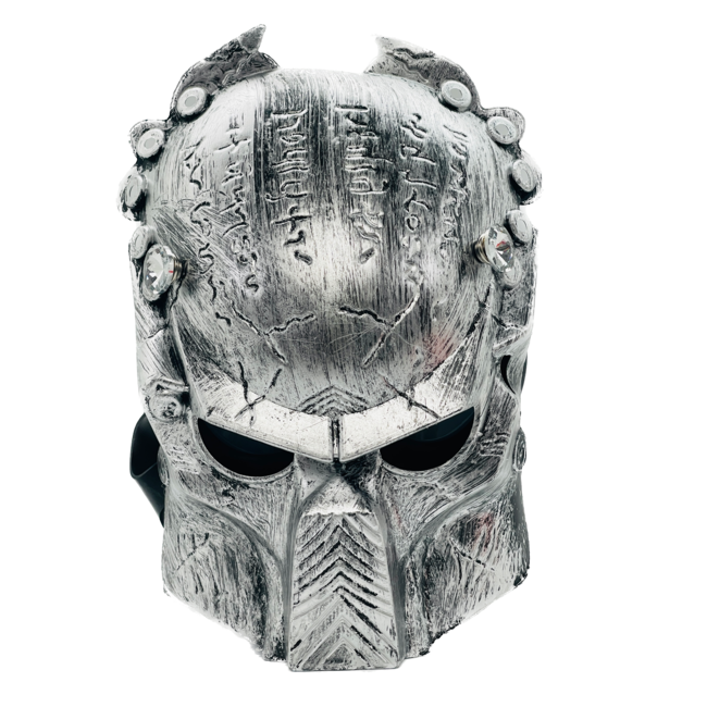 KAPOW KAPOW PREDATOR INSPIRED GAS MASK WITH SKULL ACRYLIC BONG 1-SILVER S920