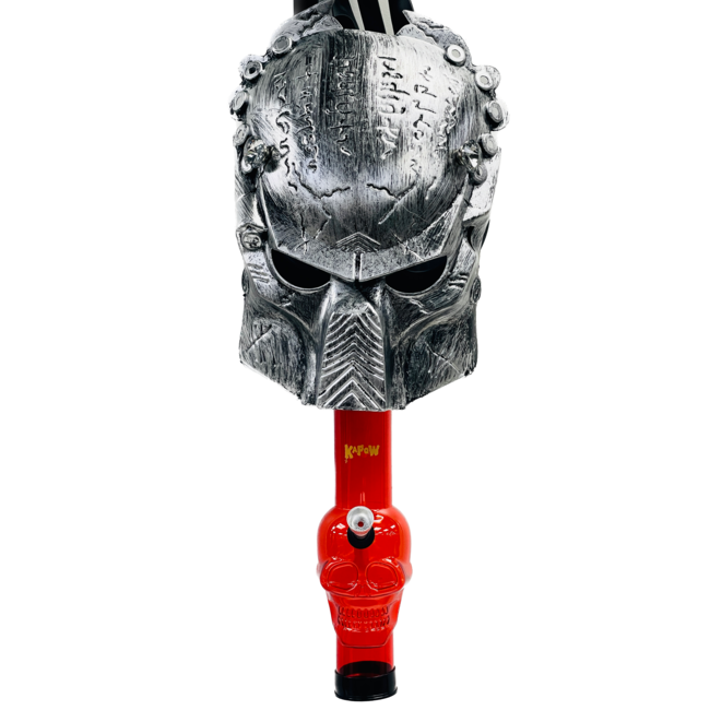 KAPOW KAPOW PREDATOR INSPIRED GAS MASK WITH SKULL ACRYLIC BONG 1-SILVER S920