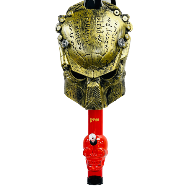 KAPOW KAPOW PREDATOR INSPIRED GAS MASK WITH SKULL ACRYLIC BONG 2-GOLD S921