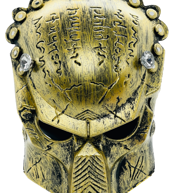 KAPOW KAPOW PREDATOR INSPIRED GAS MASK WITH SKULL ACRYLIC BONG 2-GOLD S921