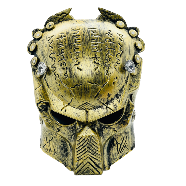 KAPOW KAPOW PREDATOR INSPIRED GAS MASK WITH SKULL ACRYLIC BONG 2-GOLD S921