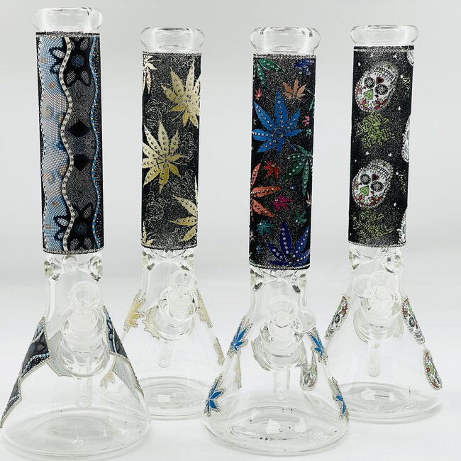 14''-9MM SUPER THICK BEADED BEAKER WATER BONG C4106