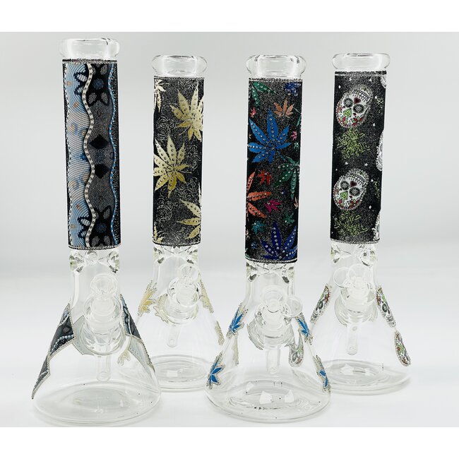 14''-9MM SUPER THICK BEADED BEAKER WATER BONG C4106