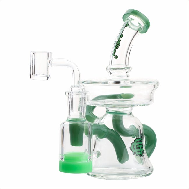 CRYSTAL GLASS 6.5"- 5ML  UFO COLORED ARM RECYCLER C6301