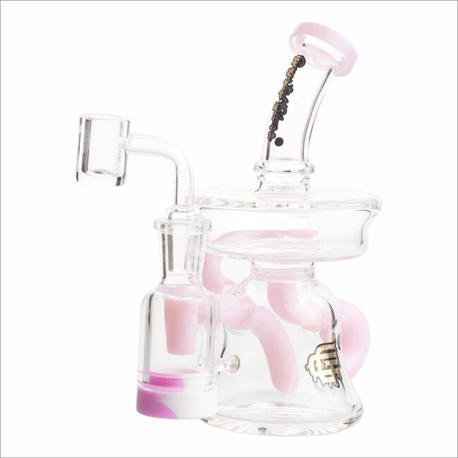 CRYSTAL GLASS 6.5"- 5ML  UFO COLORED ARM RECYCLER C6301