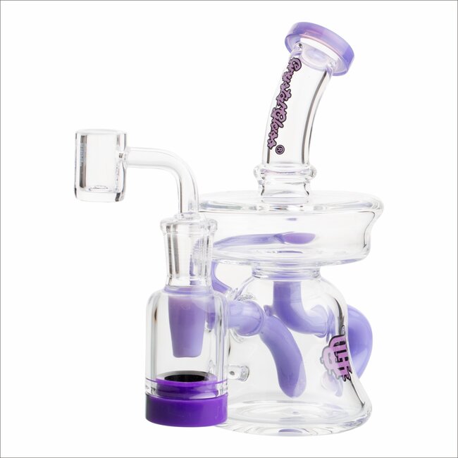 CRYSTAL GLASS 6.5"- 5ML  UFO COLORED ARM RECYCLER C6301