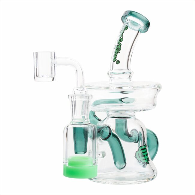 CRYSTAL GLASS 6.5"- 5ML  UFO COLORED ARM RECYCLER C6301