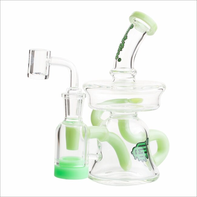 CRYSTAL GLASS 6.5"- 5ML  UFO COLORED ARM RECYCLER C6301