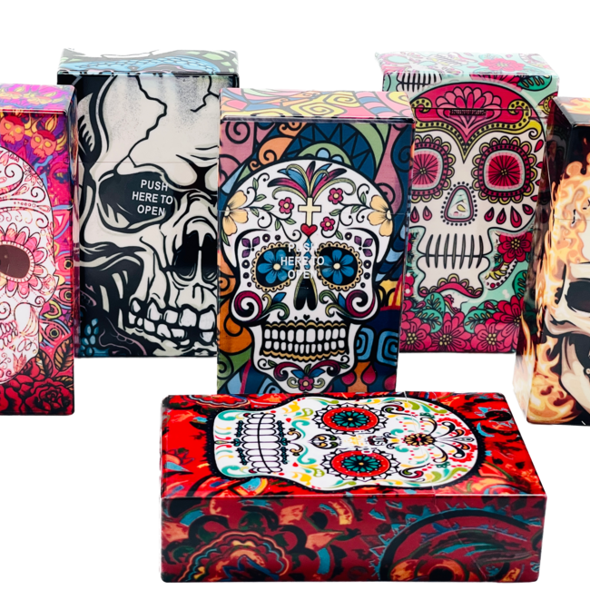 SKULL SKULL PLASTIC LARGE CIGARETTE BOX-CA73
