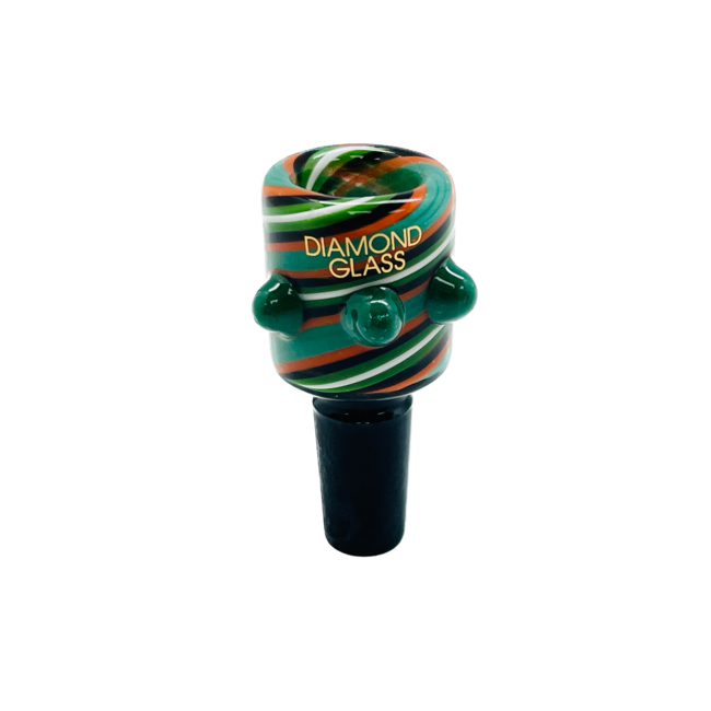 DIAMOND 14MM  COLORFUL WITH THREE DOTS GLASS BOWL