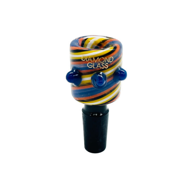 DIAMOND 14MM  COLORFUL WITH THREE DOTS GLASS BOWL